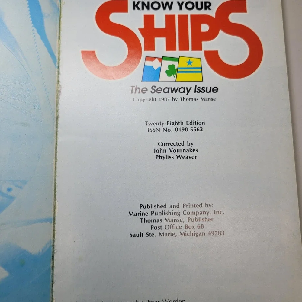 Know Your Ships 1987 Seaway Issue Thomas Manse Great Lakes Vessel Guide